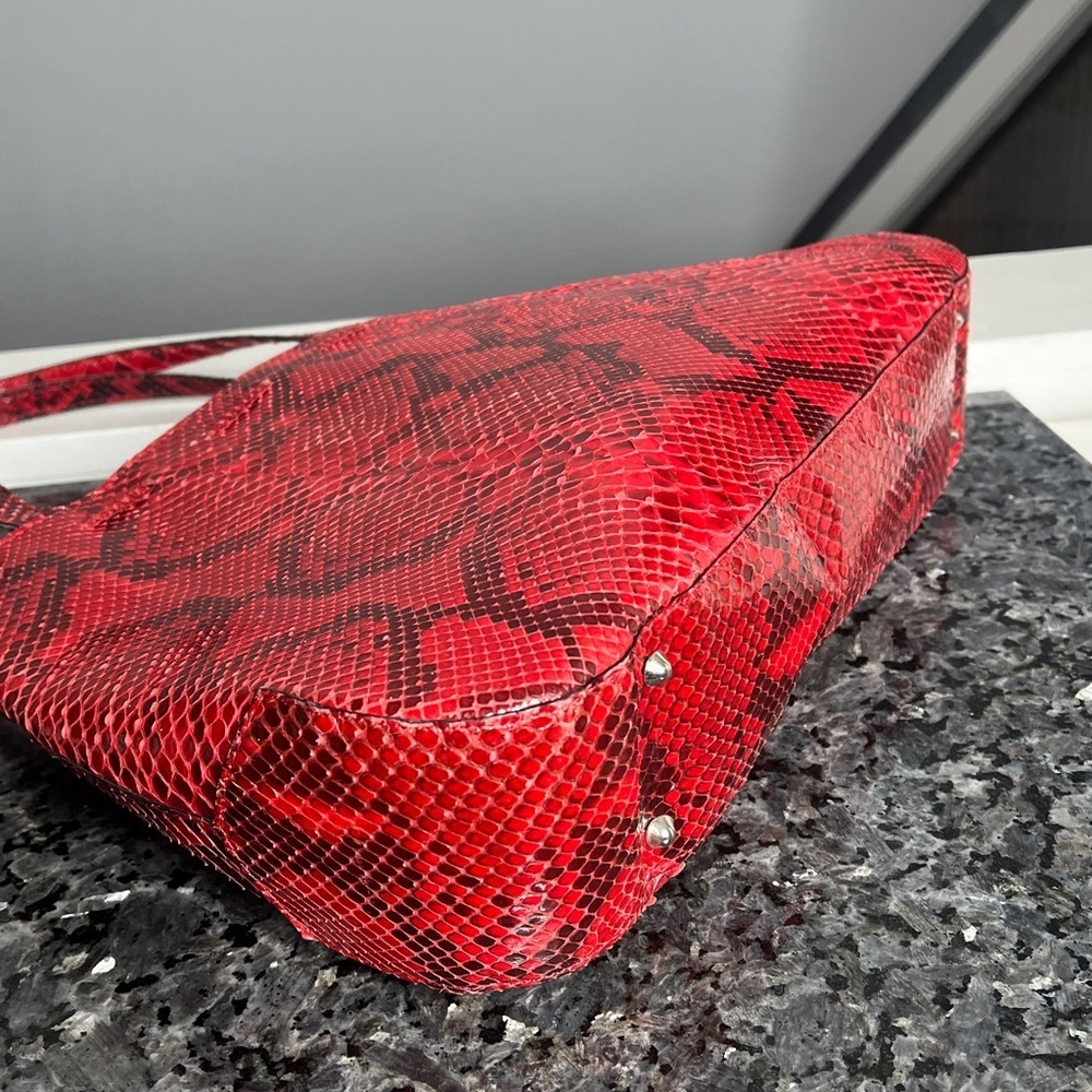 Anya Hindmarch Red And Black Python Snakeskin Sho… - image 7